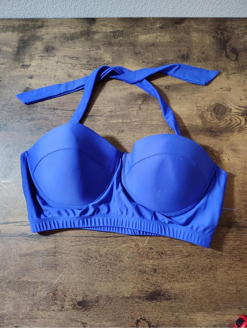 Women's Swimwear Swimsuit Bra Top Beach Blue Bra Push Up 50s